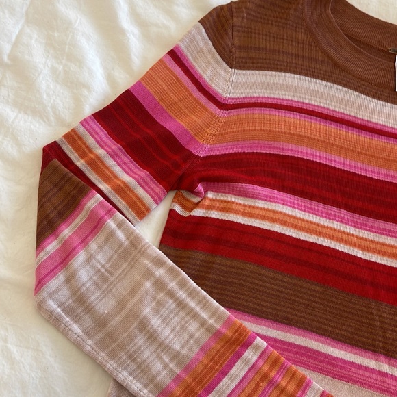 Free People Striped Scoop Neck Sweater Medium - Picture 3 of 5